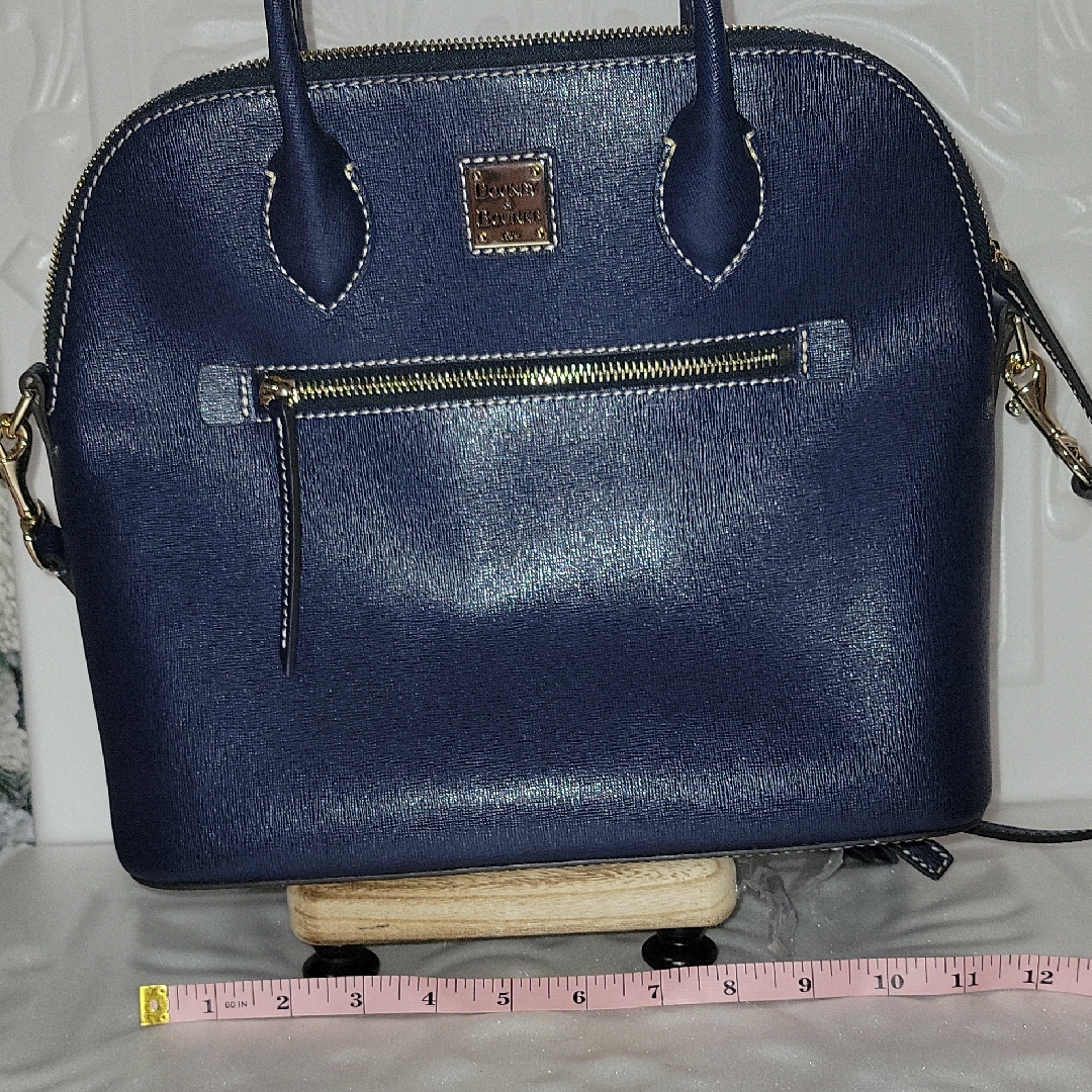Dooney & Bourke Med Crossbody Bag Saffiano Domed Zip Satchel Navy
